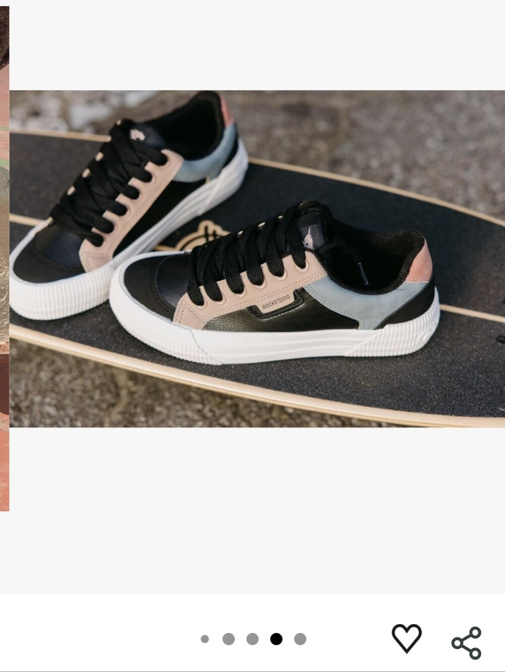 Women's Rocket Dog Black Low-Top Sneakers with Pink and Light Blue Panels